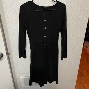 Black midi dress with buttons